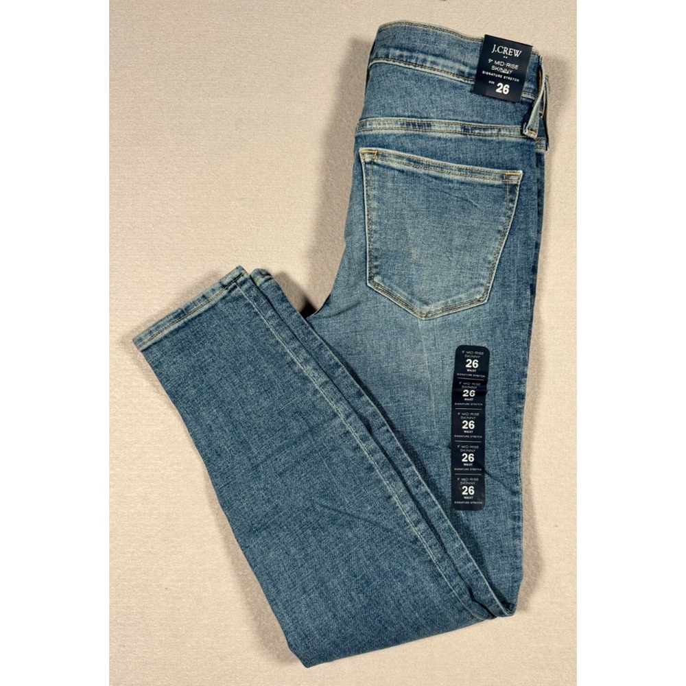 J. Crew 9" Mid-Rise Skinny Signature Stretch Women's Jeans - Size 26 NEW W/Tags